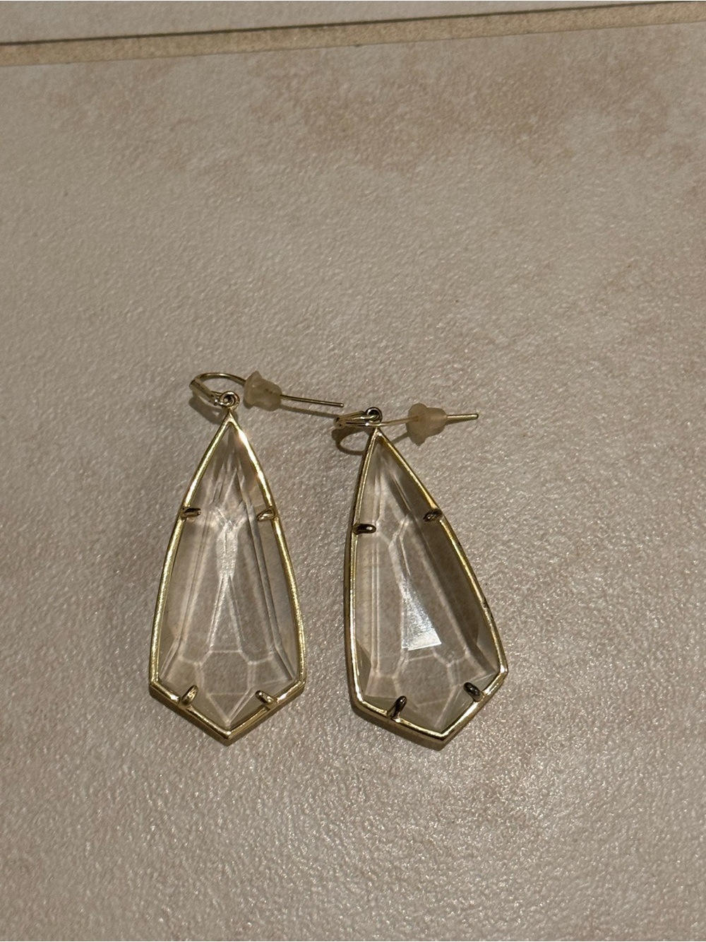 Clear Crystal Teardrop Gold-Frame Earrings - Womens Jewelry